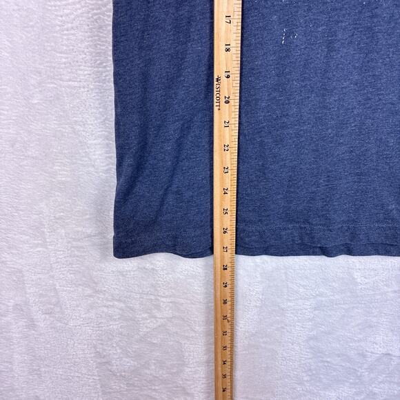 VTG Y2K Mens Navy Blue Abstract Geometric Art Graphic Design Modern Rave Shirt - Picture 5 of 6